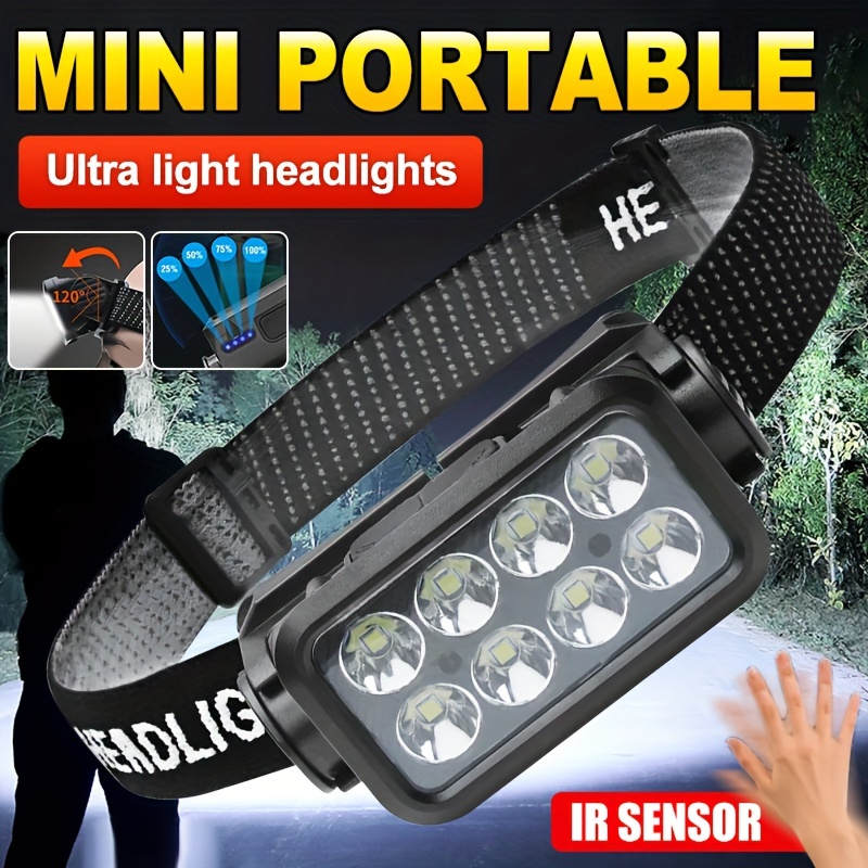 

1pc Rechargeable Led Headlight With 3 Lighting With Red Light And Quantity Display, Adjustable At 60 °, Compact And Easy To Carry, Suitable For , Hiking, Fishing, And Mountain Climbing.