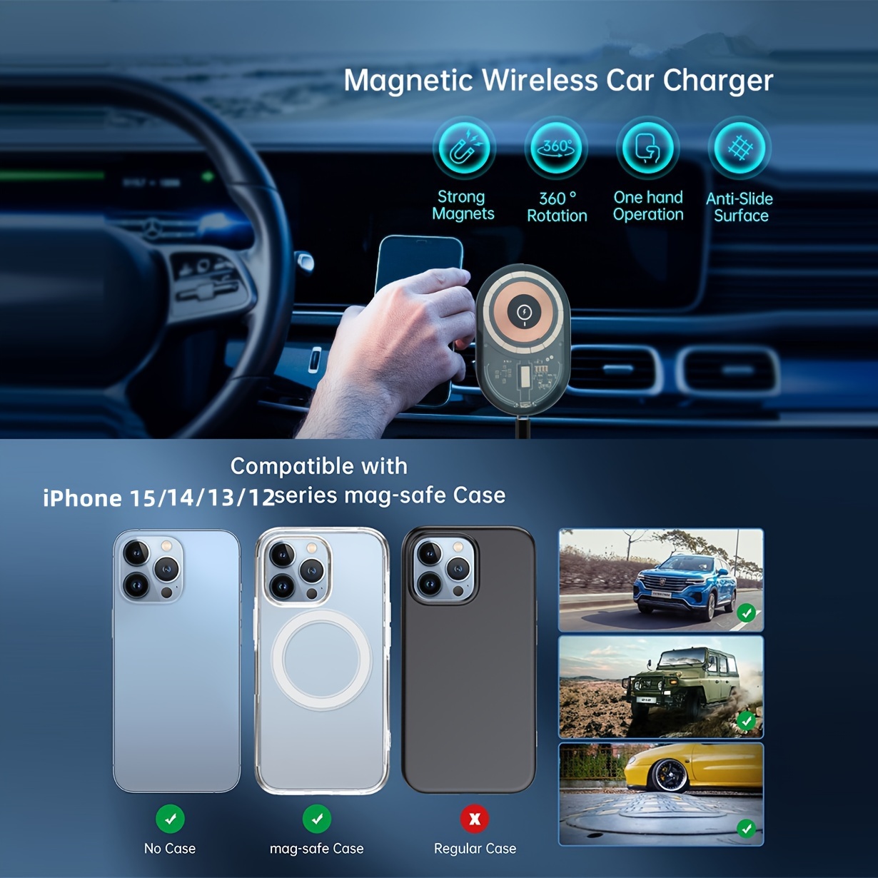 Fast Charging Magsafe Car Mount Iphone 14 13 12 Air Vent - Temu