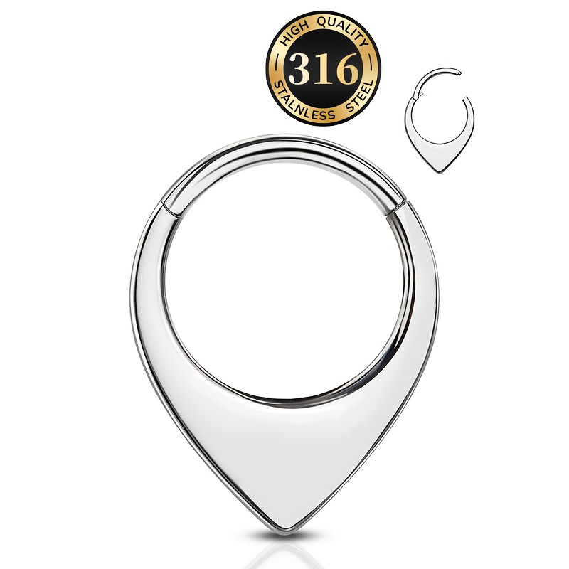 TEMU 1pc 16g Women's Teardrop Nose Ring Septum Ring Cartilage Ear Stud Spiral Ear Screen Snail Daith Rook Body Jewelry