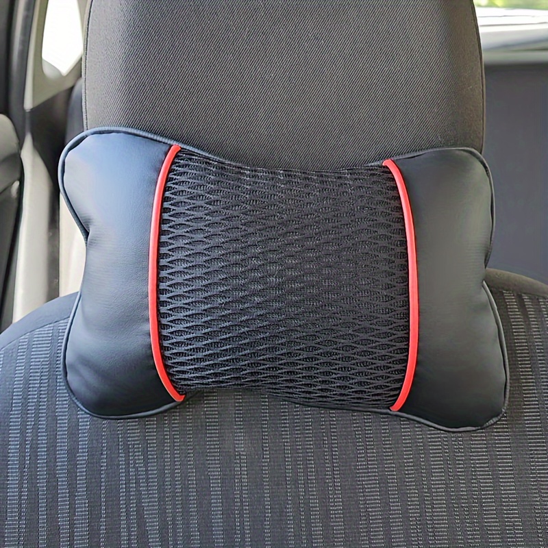 

Universal Car Headrest Pu Leather Mesh Breathable Neck Pillow, Soft Comfortable Seat Rest Cushion, Auto Accessories Decorations