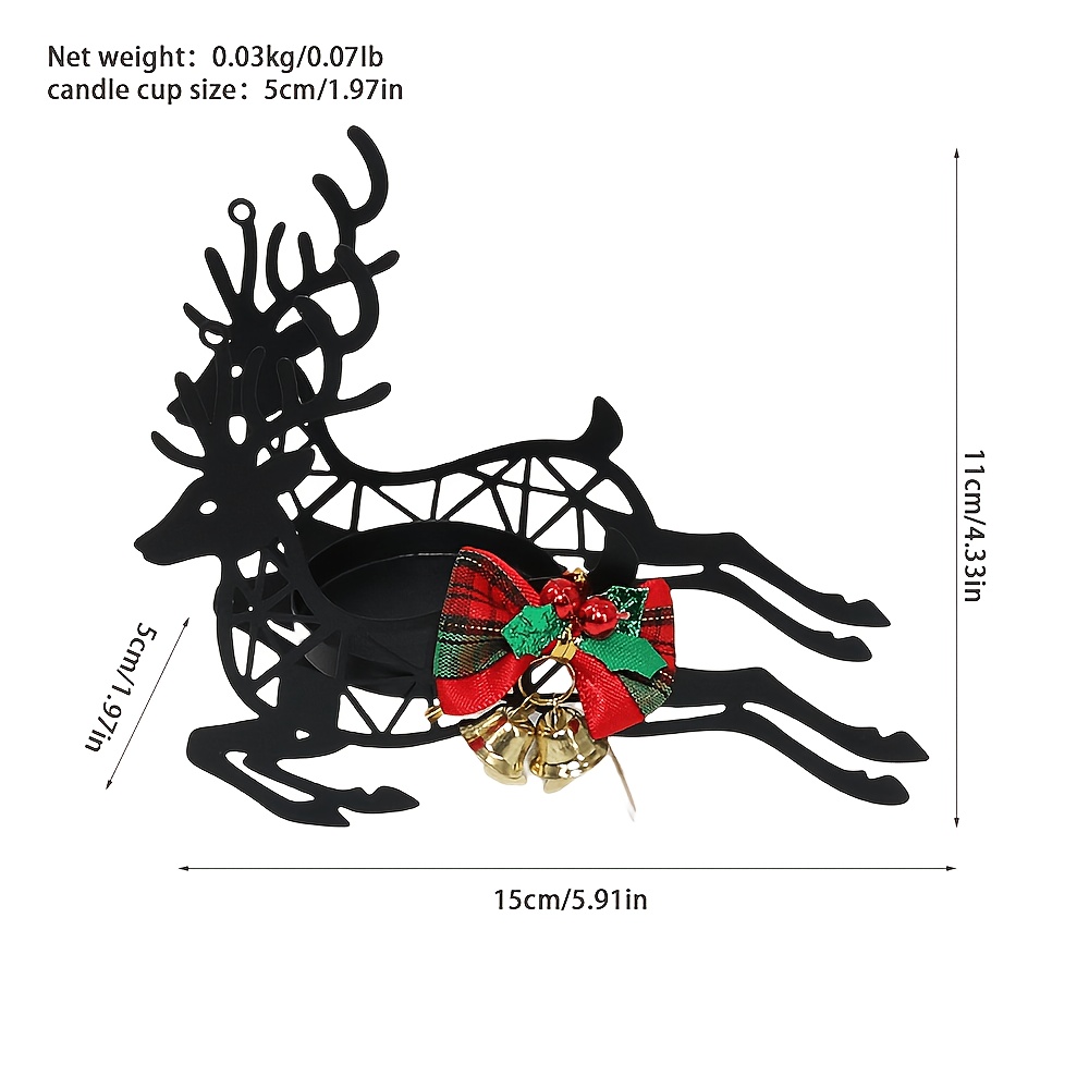 TEMU 1pc Hollow Wrought Iron Christmas Sleigh Bells Christmas Deer Bow Christmas Candlestick Aromatherapy Candlestick Full Of Atmosphere Suitable For