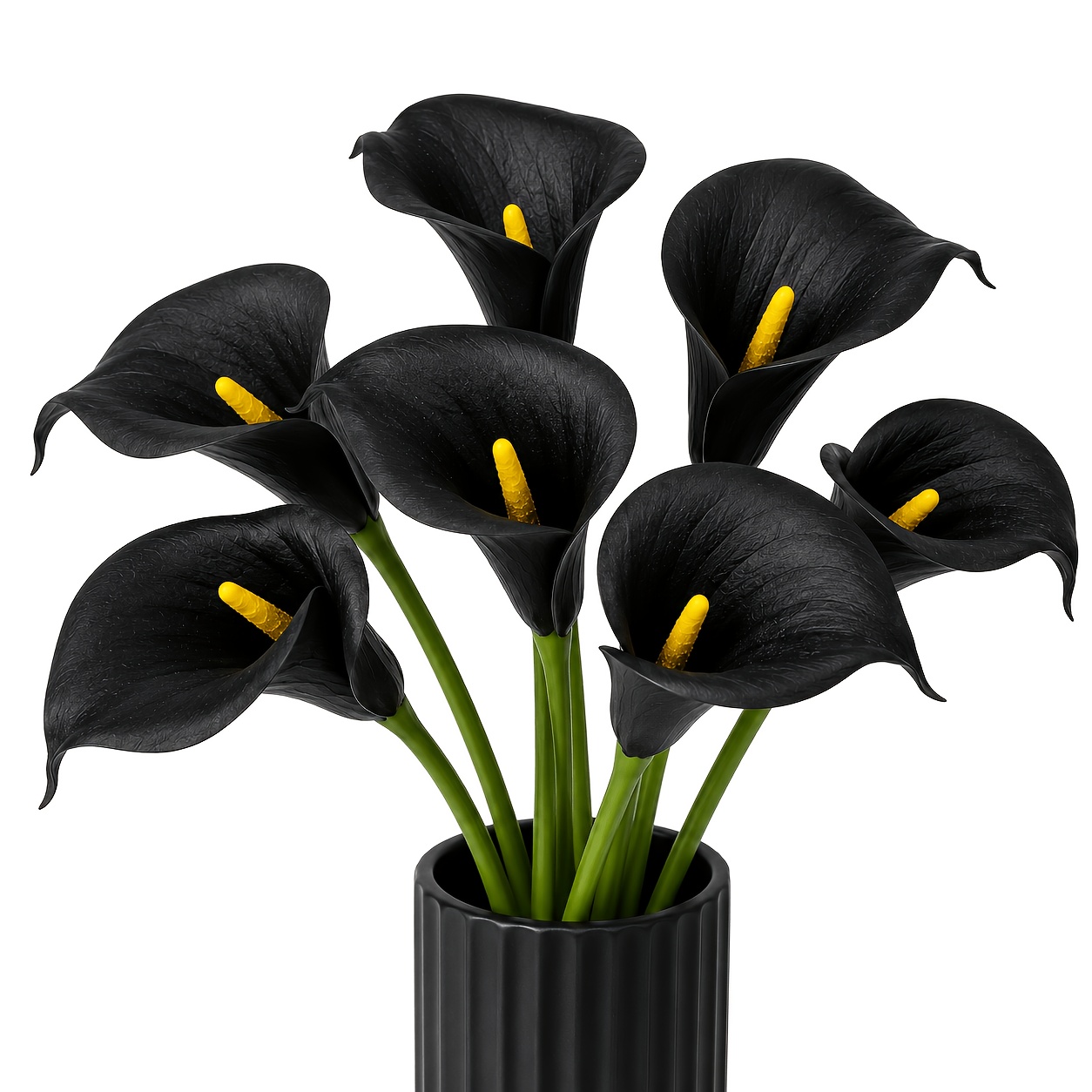 TEMU 7 Stems High-quality Black Artificial Calla - Holiday Halloween Artificial Flowers For Festival And Party Decorations, Home, Room Decor,