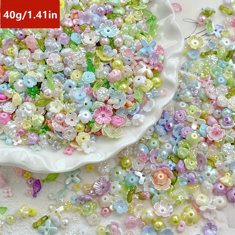 E-shop 40g/1,41 Zoll, 3-12 mm Acryl-Blütenblätter-Mischsortiment für die DIY-Perlenschmuckherstellung – für Armbänder, Halsketten & Haarschmuck, Ideal