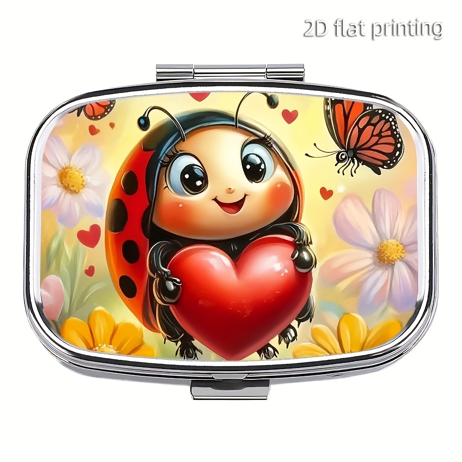 Image of A Pill Box Shaped Like A Ladybug, A Wallet And Pocket-sized Pill Container, A Metal Decorative Pill Holder, A Cute Mini Organizer For Travel Or Daily Use