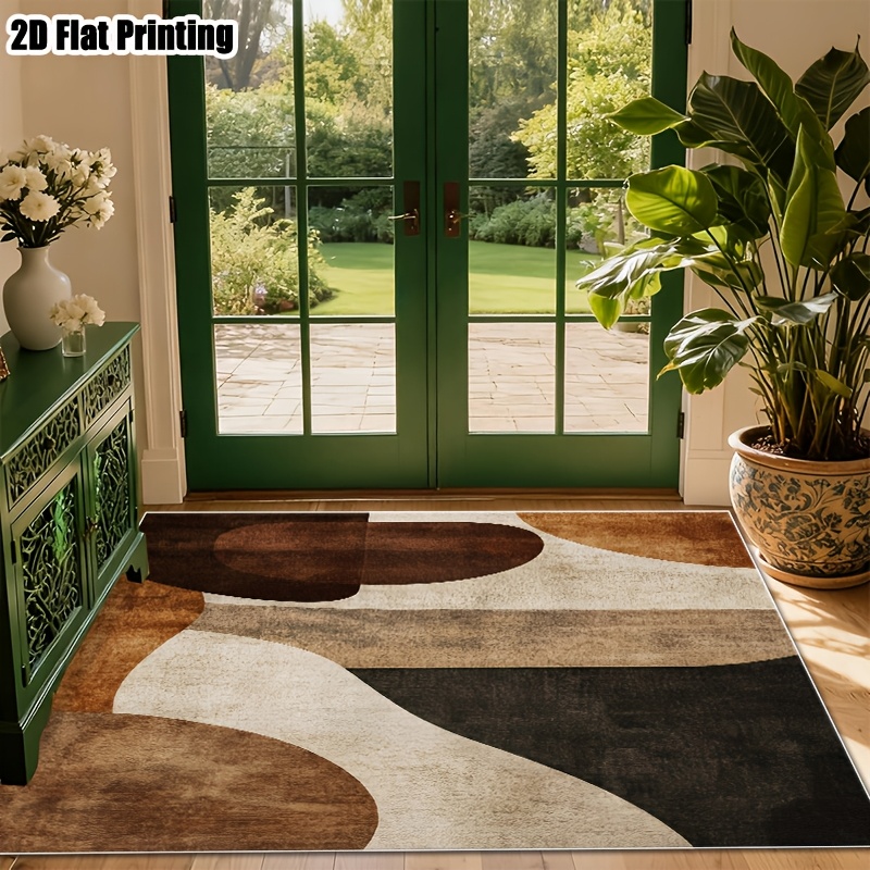 TEMU Modern Carpet-carpet, Black Gray White, Machine Washable Living Room Bedroom Entryway Rug-soft Floor Decor, Geometric Pattern Plush Carpet, High