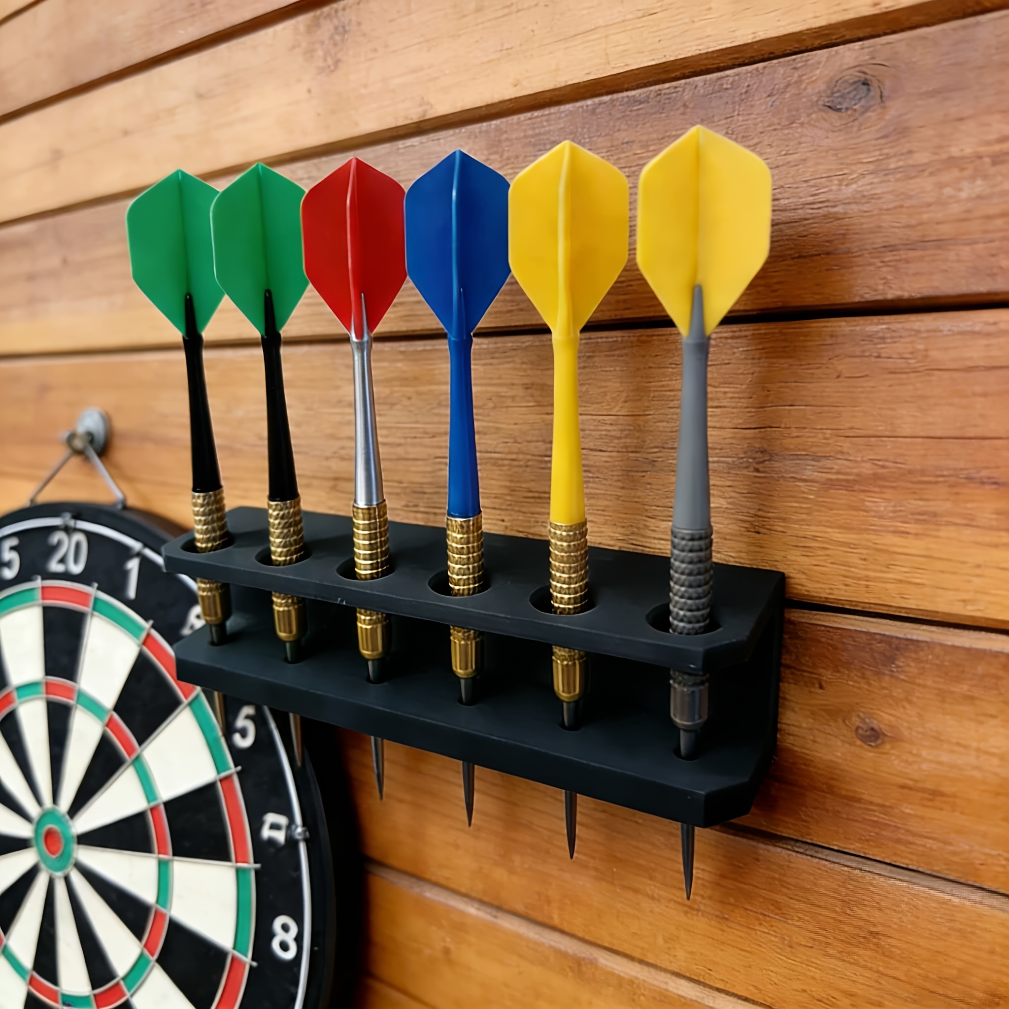 TEMU 6-slot Wall-mounted Dart Holder, Made Of Sturdy Plastic, Can Hold 6 Darts. Suitable For Living Room, Bedroom, Study, Or Bar. Ideal Dart Storage