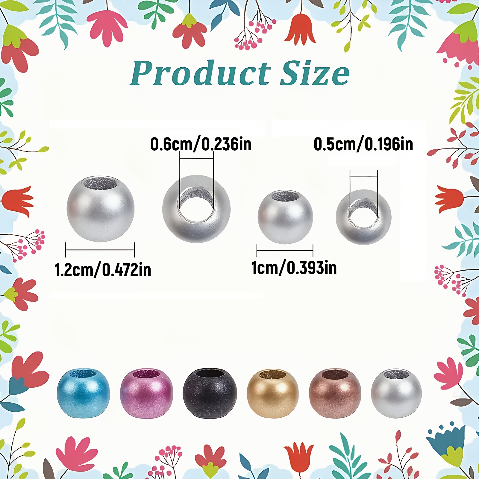 80pcs Random Mix Color Large Hole Round Beads