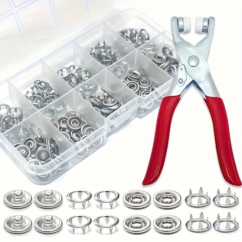 

200-piece Snap Kit With Pliers By Bzkier, Silver Metal Snaps With Installation Tool Set, Snap Pliers For Diy Crafts And Clothing Sewing