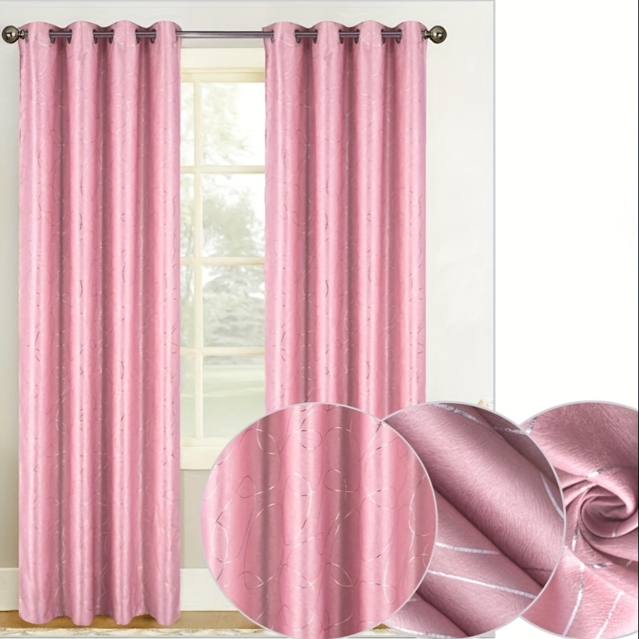 1pc Blackout Curtain, Silvery-plated Thick Fabric Curtain, Circle Or Stripe Pattern, Size 140cm*260cm