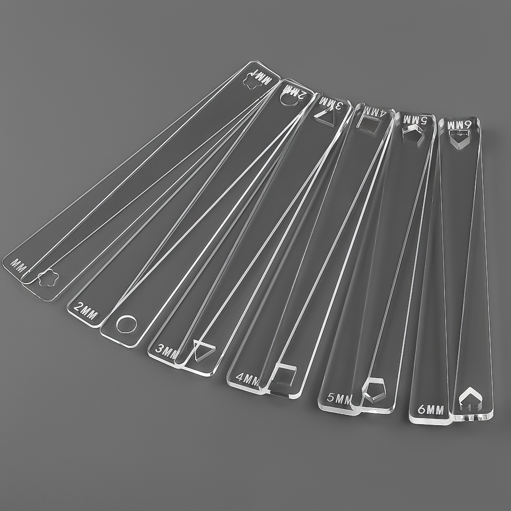 The Hobbyworker 12pcs Acrylic Polymer Clay Depth Guide Set, Measuring Dough Clay Strips Thickness Ruler, 6 Sizes For Polymer Clay Thickness, Size 1/2/3/4/5/6mm