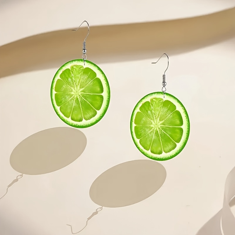 

' Lime Slice Acrylic Pendant Earrings - Lightweight And , Vacations, Gatherings, And - Ideal Gifts For Halloween, Christmas, Valentine's Day, Birthdays, And Quirky Earrings