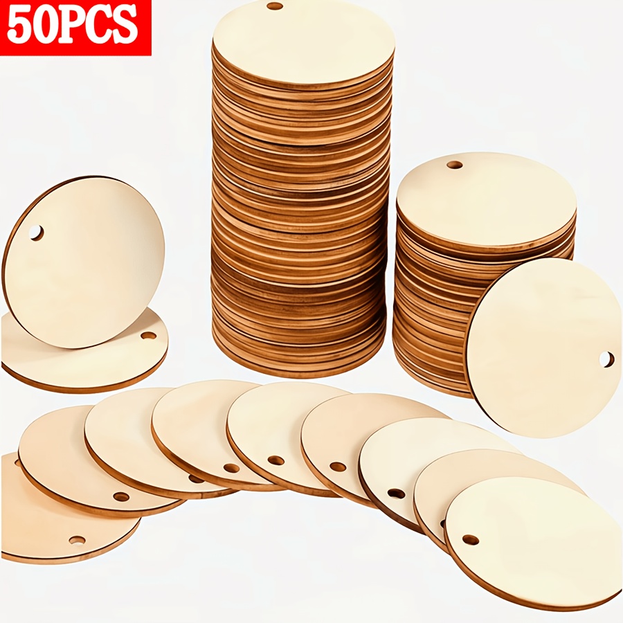 TEMU 50pcs Wooden Round Shape Decoration Handmade Painting Crafts Home Decoration Holiday Party Birthday Wedding Wooden Products Hanging Decoration