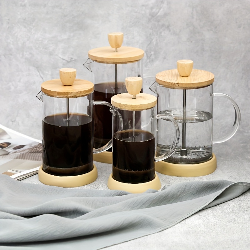 Single-piece Set, Bamboo-lid * Milk Frother, Coffee Pot, Tea Infuser * *  High Borosilicate Heat-resistant Glass, 304 Stainless Steel Filter Mesh,  Multiple Specifications with Anti-breakage Packaging