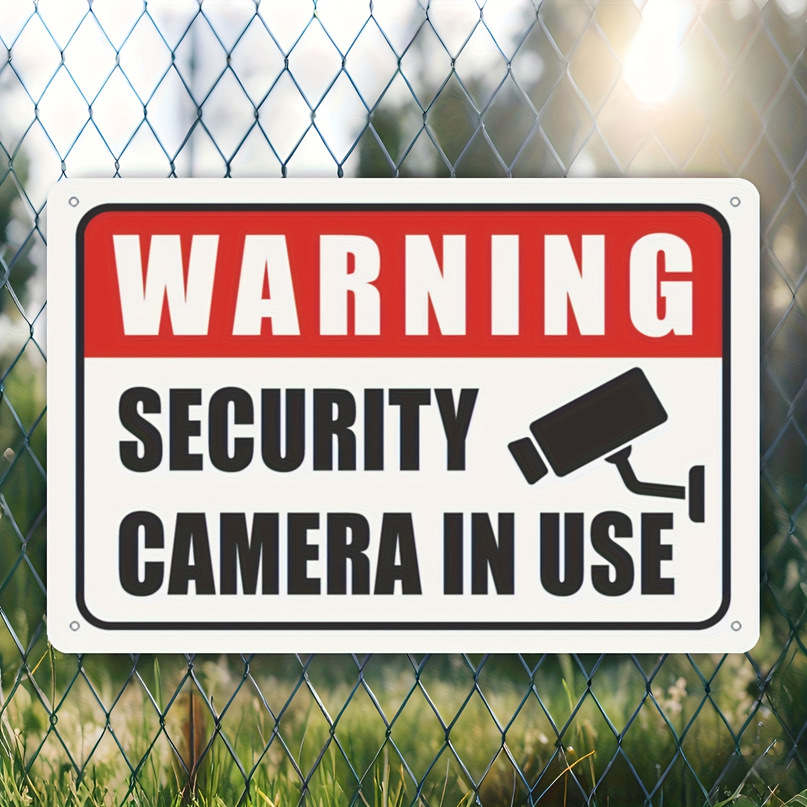 TEMU 2d Flat, Security Camera Warning Wooden Board, Traditional Red/white/black Surveillance Wall Decor, Suitable For Outdoor, Men's Nests, Hotels,