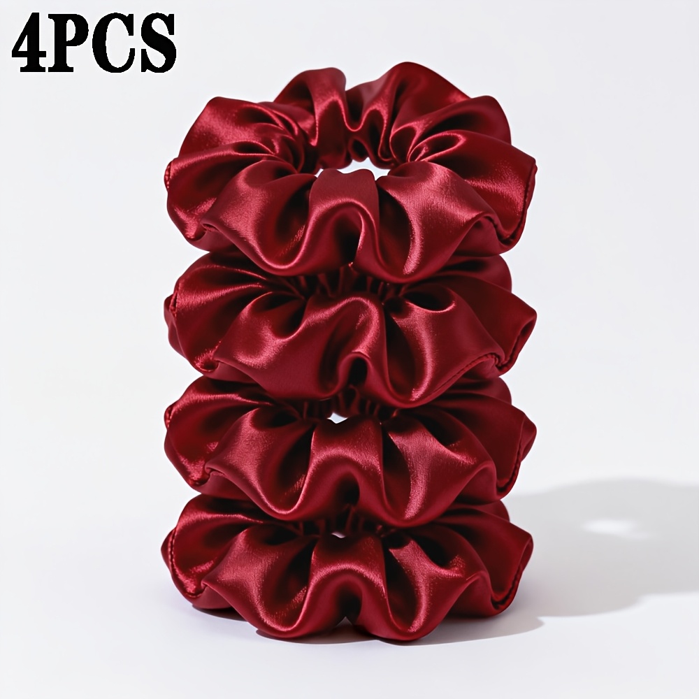 Image of 4pcs Per Pack. Red Large Hairband Hair Accessory Set, Women's Curly Hair Decoration, Simple Fabric Hairband Hair Accessory, Women's Hair Decoration Accessory.