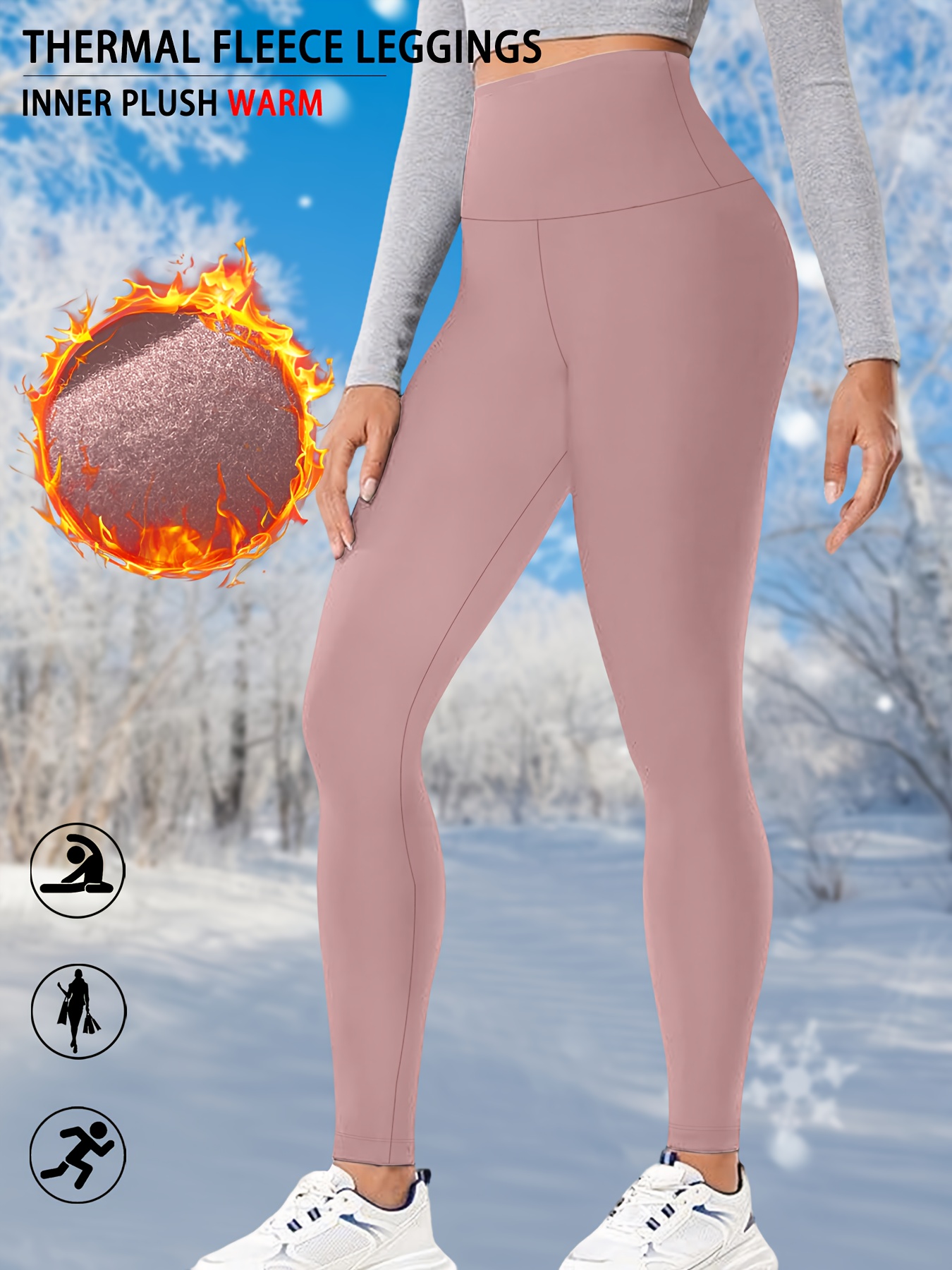 women thermal fleece lined high waisted yoga pants thick winter warm workout leggings suitable for   outdoor activities   tights with full coverage non see through fabric