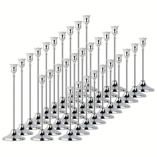 item picture 15pcs 30pcs elegant metal candleholder suitable for weddings parties polished table centerpiece for romantic dinners christmas valentines for decor compatible with candles wax not included