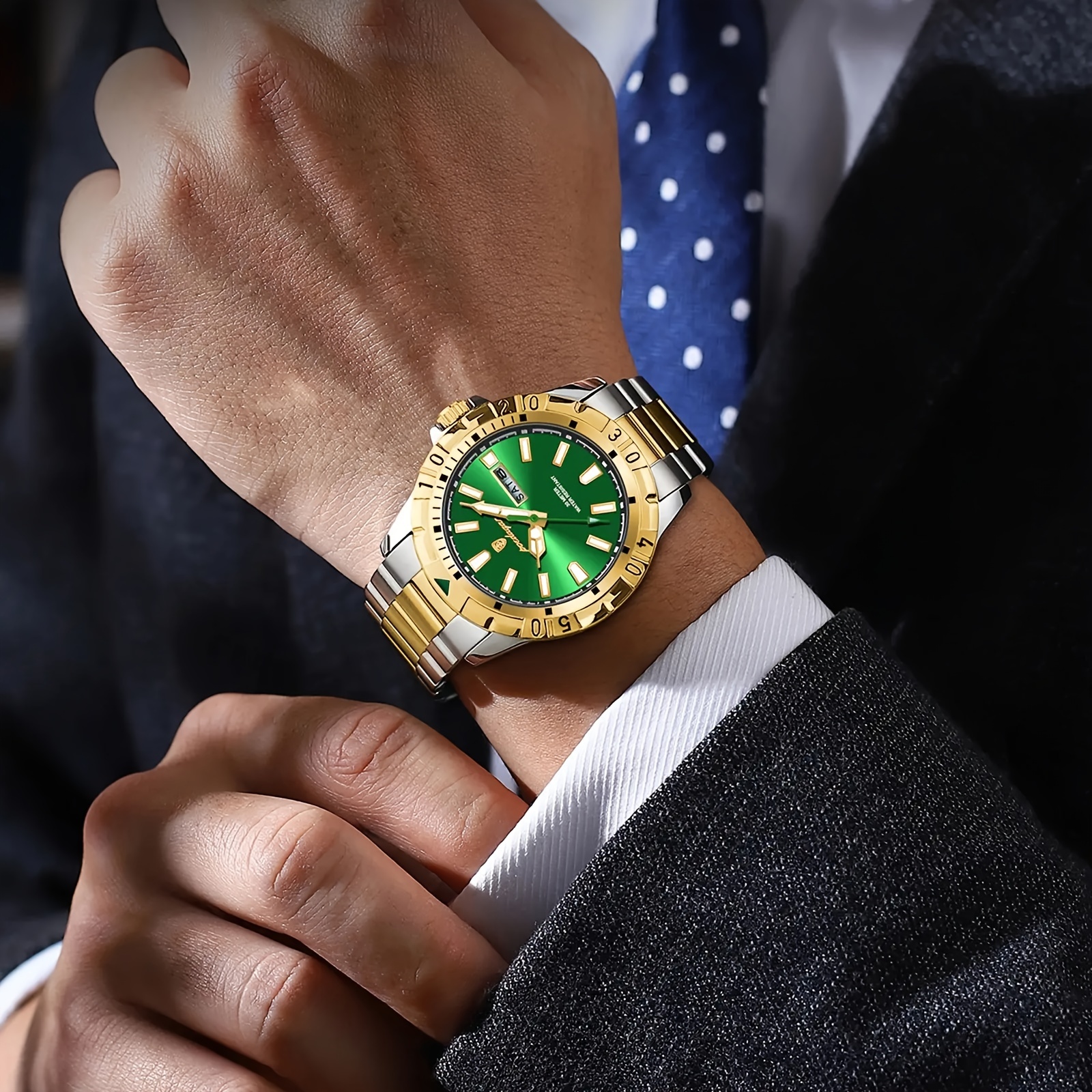  luxury quartz man watch waterproof luminous date week men watch stainless steel mens watches sport male clock for fathers day gift details 10