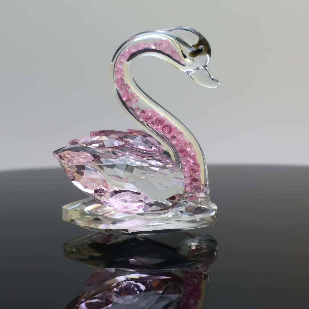 Image of 1pc Artificial Crystal Swan, Home Decor Valentine's Day Gift For Halloween Thanksgiving Christmas Decorations Collectible Figurines