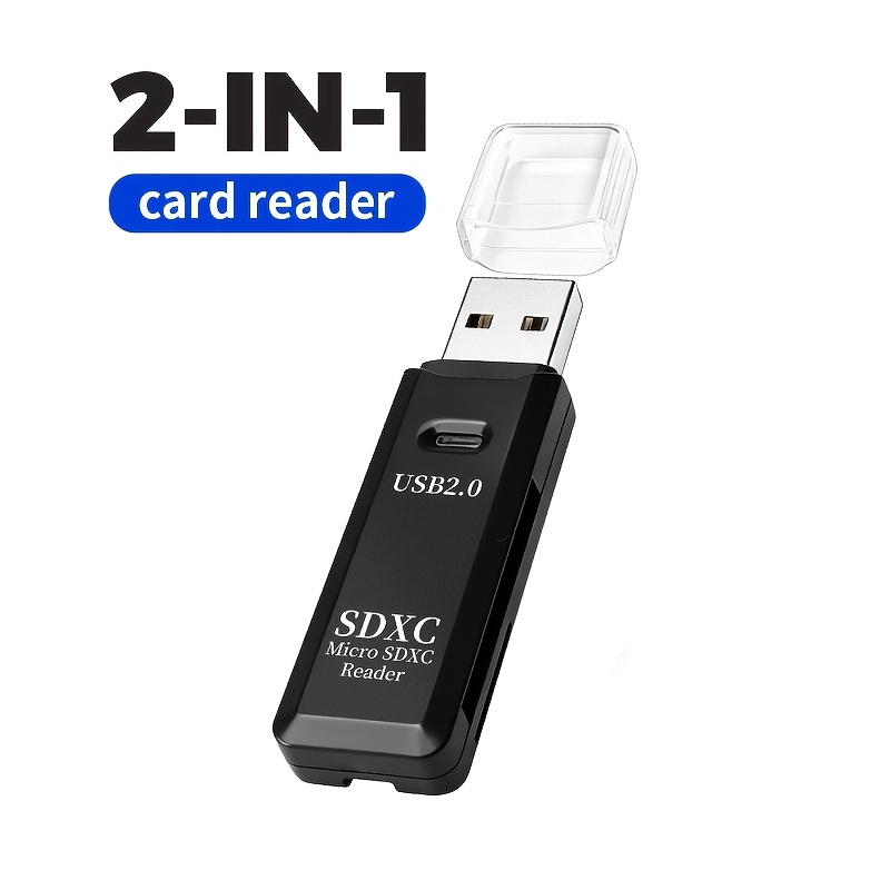 TEMU de tarjetas SD TF USB 2.0, adaptador de tarjeta de memoria portátil de 480 Mbps, Plug and Play, lectura de una sola tarjeta, para laptop, PC,