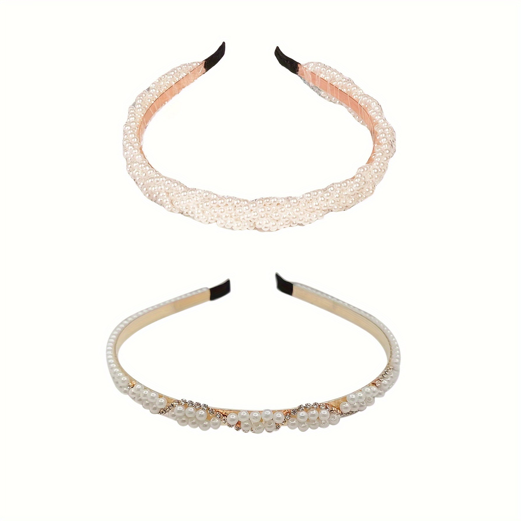 

1pc Elegant Faux Pearl Bling Bling Rhinestone Decorative Head Band Vintage Non Slip Hair Hoop For Women And Daily Use