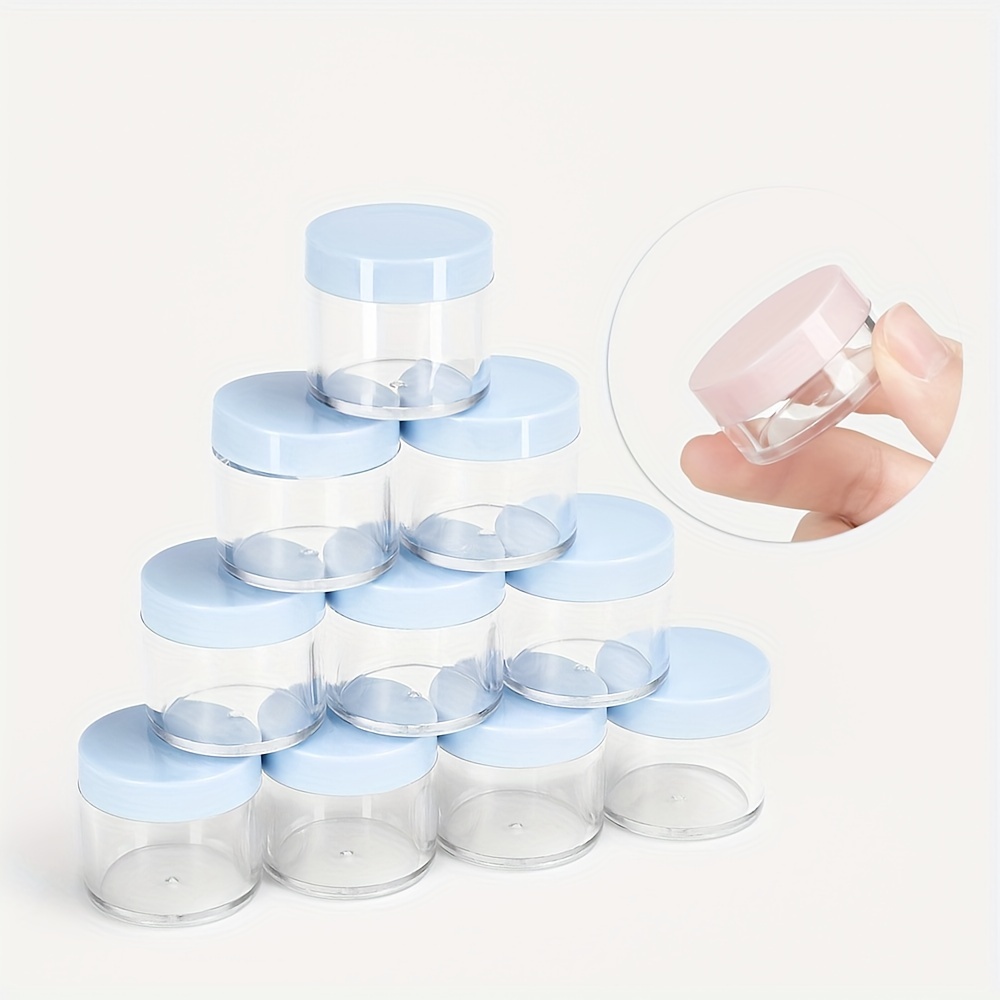 

10pcs Empty Clear Round Jars - Travel Containers For Cosmetic, Lotion, Cream, Makeup, Bead, Eye Shadow, Rhinestone, Samples, Travel Essentials