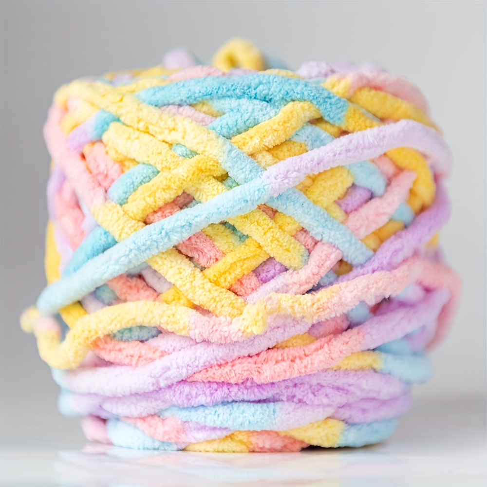 Image of 100g Of Colorful Chenille Yarn In 1 Roll, Soft And Warm Hand-knitting Yarn, Suitable For Materials Such As Wedding Decorations, Scarves, Dolls, Slippers, Etc