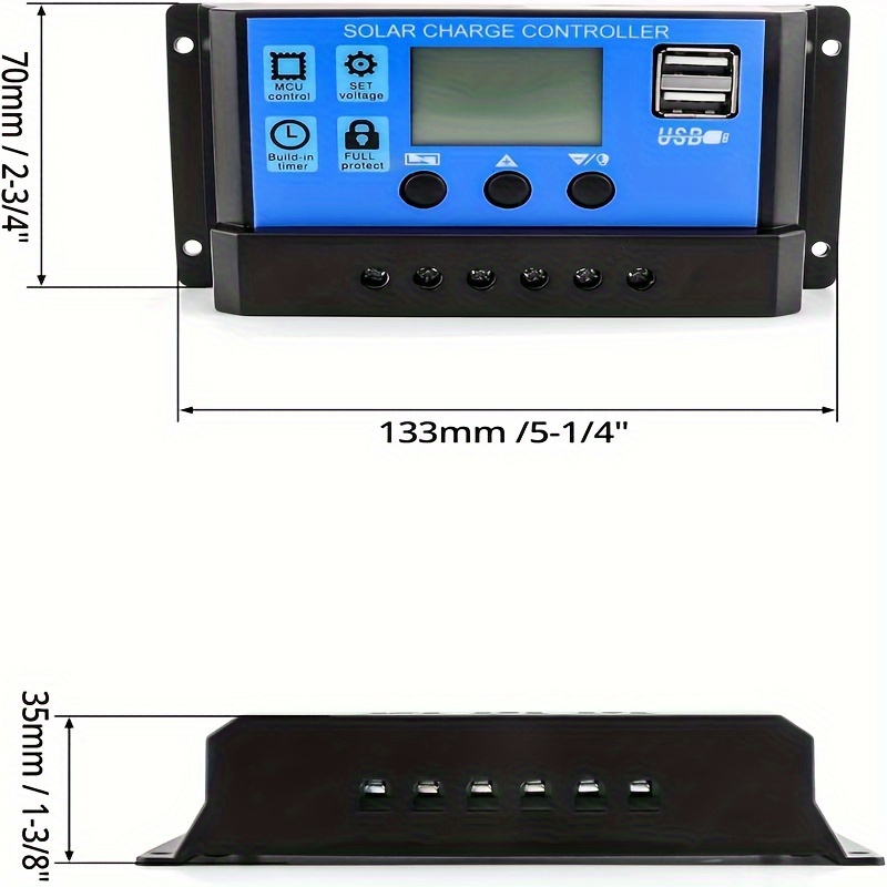 1 Set 30amp Controlador Carga Solar Doble Usb Pantalla Lcd - Temu