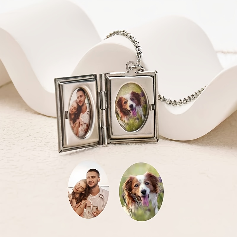 TEMU Personalized Necklace Pendant Box With Photo, A Commemorative Gift For Mother's Day, A Family Portrait Gift For Her