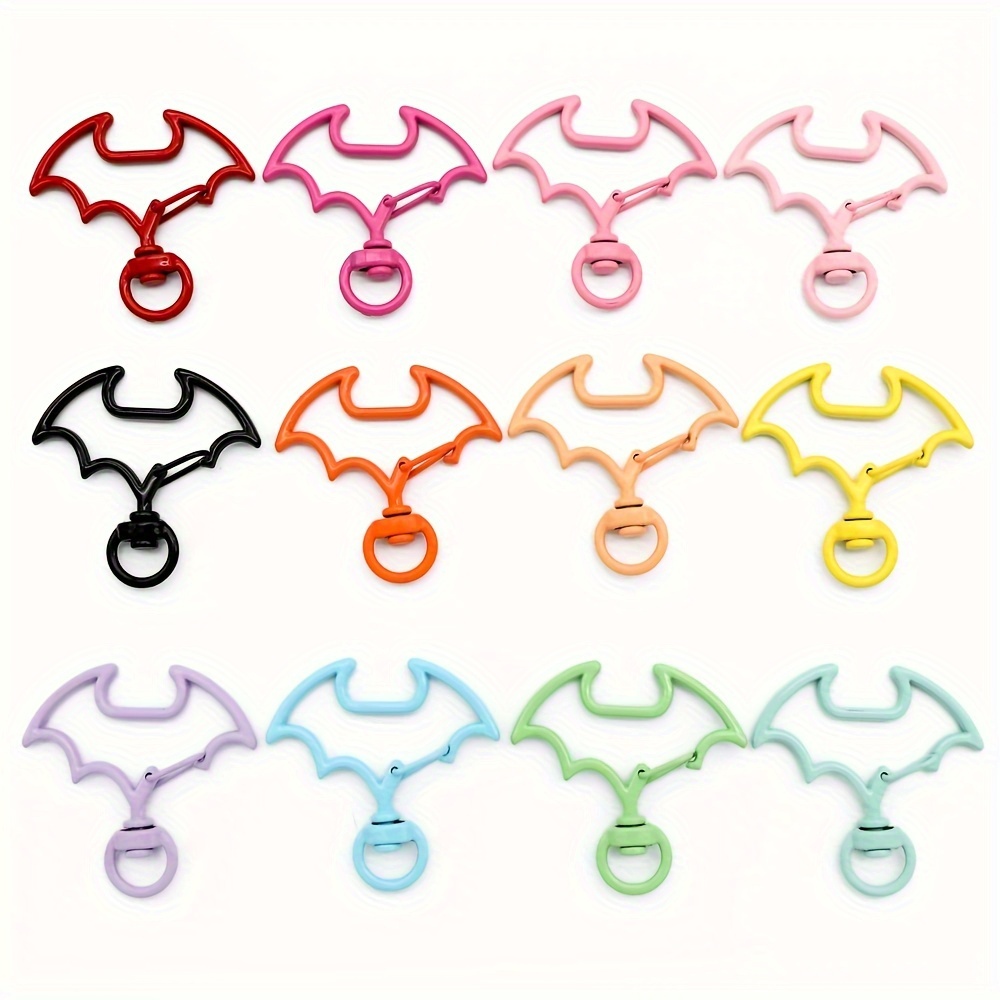 25pcs Candy Color Metal Bats Spring Clasp Buckle Key Ring Clasp Fit DIY Bag Clips Hook Chain Making Connectors Accessories