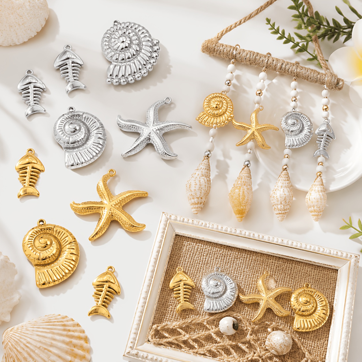 4pcs Ocean Animal Shaped Charms, Cute Decorative Pendants