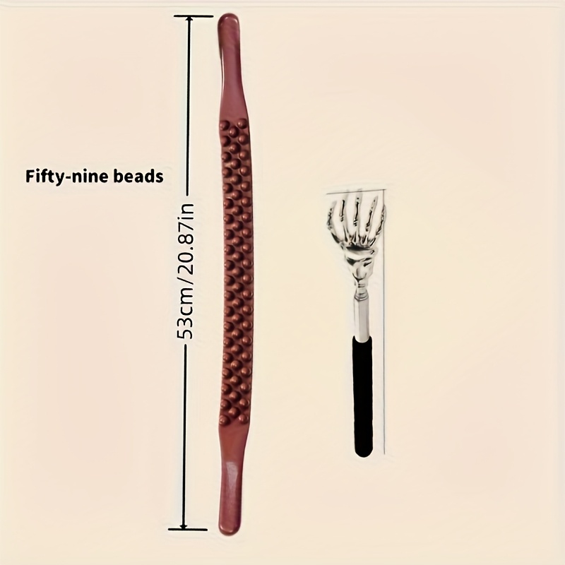 2pcs black retractable   scratcher with 59 beads 65 beads triple row massager gua sha board stick massage tool for muscle relaxation and   circulation   for back neck shoulder and legs muscle massager ergonomic massager durable plastic Product details 1