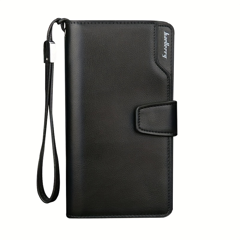 Image of 1pc/baellerry Fashion Men's Genuine Wallet, Long Large Capacity Casual Trendy Phone Card Holder, License Zipper Bag, 2025 New Style, Snap Button Closure, Long Single Zipper Wallet Large Capacity