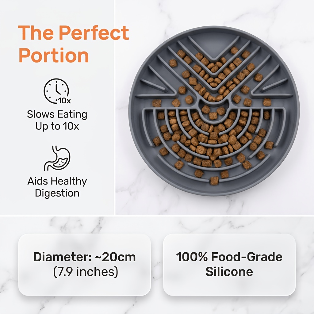 Image of Slow Feeder Dog Bowl, Silicone Slow Feeding Mat, Pet Slow Eating Bowl, Food Grade Silicone Bowl, Anti Choking Non Slip Pet Feeding Bowl, Healthy For Small Medium Pets