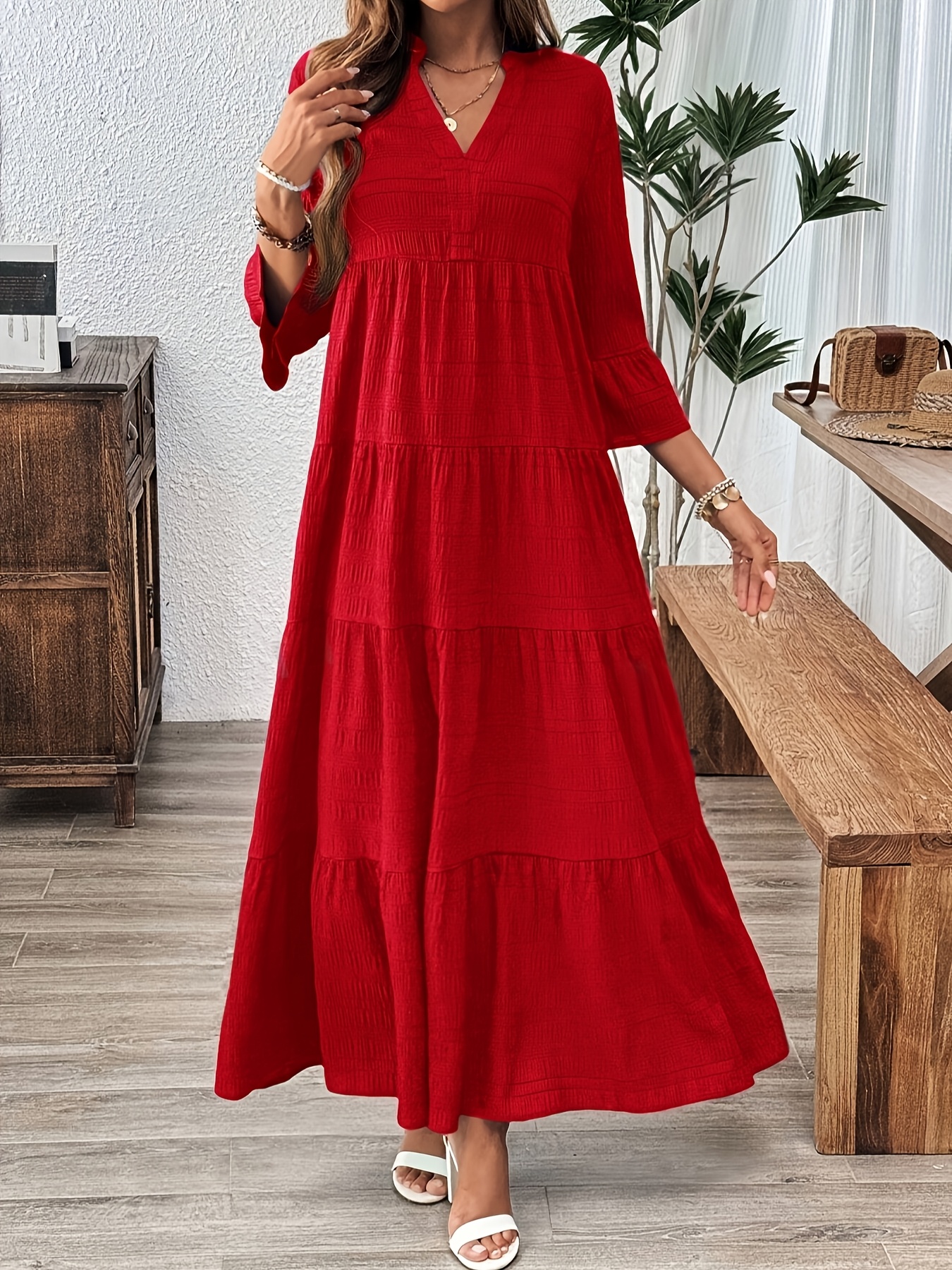 loose dress formal Ever-Pretty Pleated Chiffon V-Neck Front Slit Evening Dress main image 1