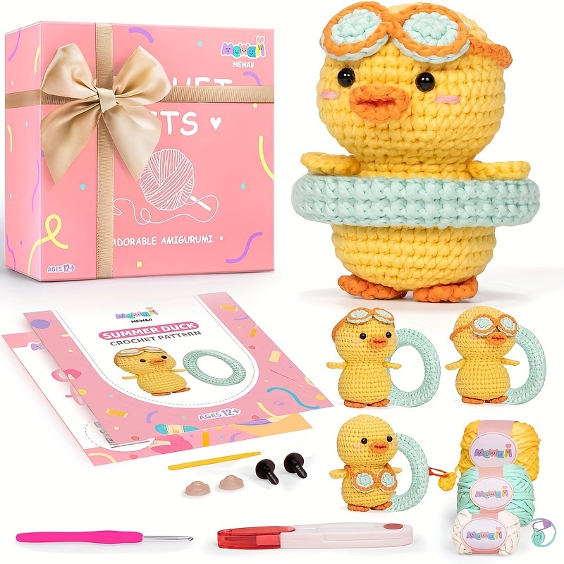 

Diy Crochet Little Yellow Duck Kit With Yarn - Handmade Craft Set For All Seasons, Includes Video Tutorial & Detailed Instructions - Perfect Gift For Valentine's Day, Birthdays, And Holidays