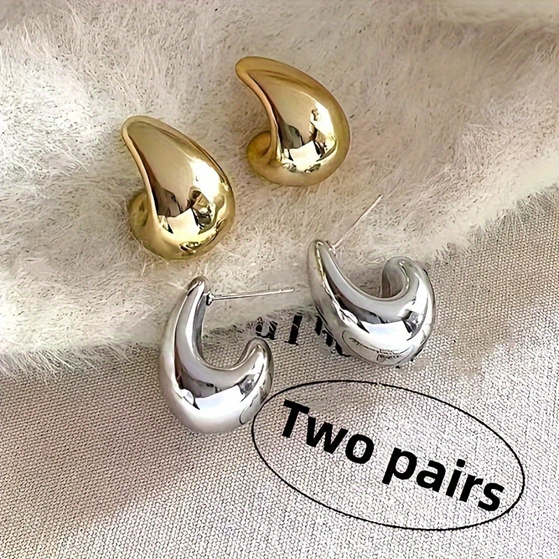 Image of 4pcs Women's Fashionable Geometric Ring Earring Set With Elegant And Suitable For Daily And Party Wearing Earrings