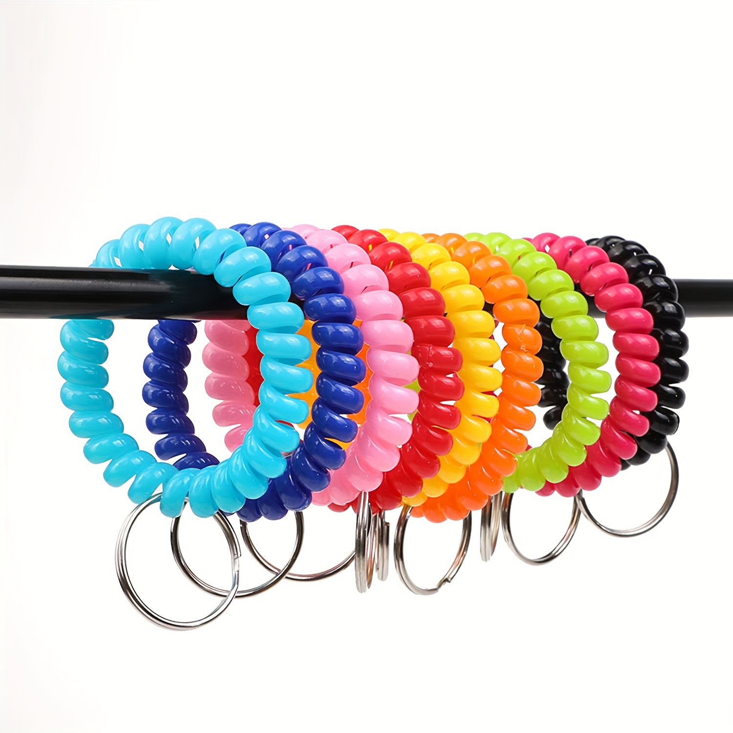 

10-pack Colorful Spiral Wristlet Keychains - Elastic Pvc Coil Bracelets For Keys, Cards & Cash - Perfect Gift For Women And Girls Charm Bracelets For Women Wristlet Wallets For Women