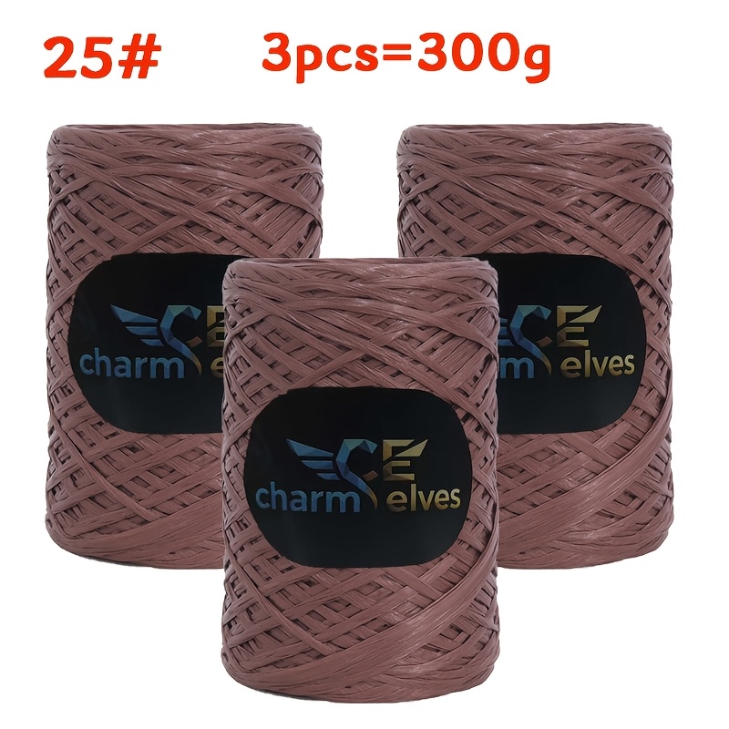 TEMU 300g/3pcs Summer Breathable Lightweight Flat Gauze, Water-resistant Bamboo Fiber Crochet Thread, Suitable For Gift Box Packaging And Decorative