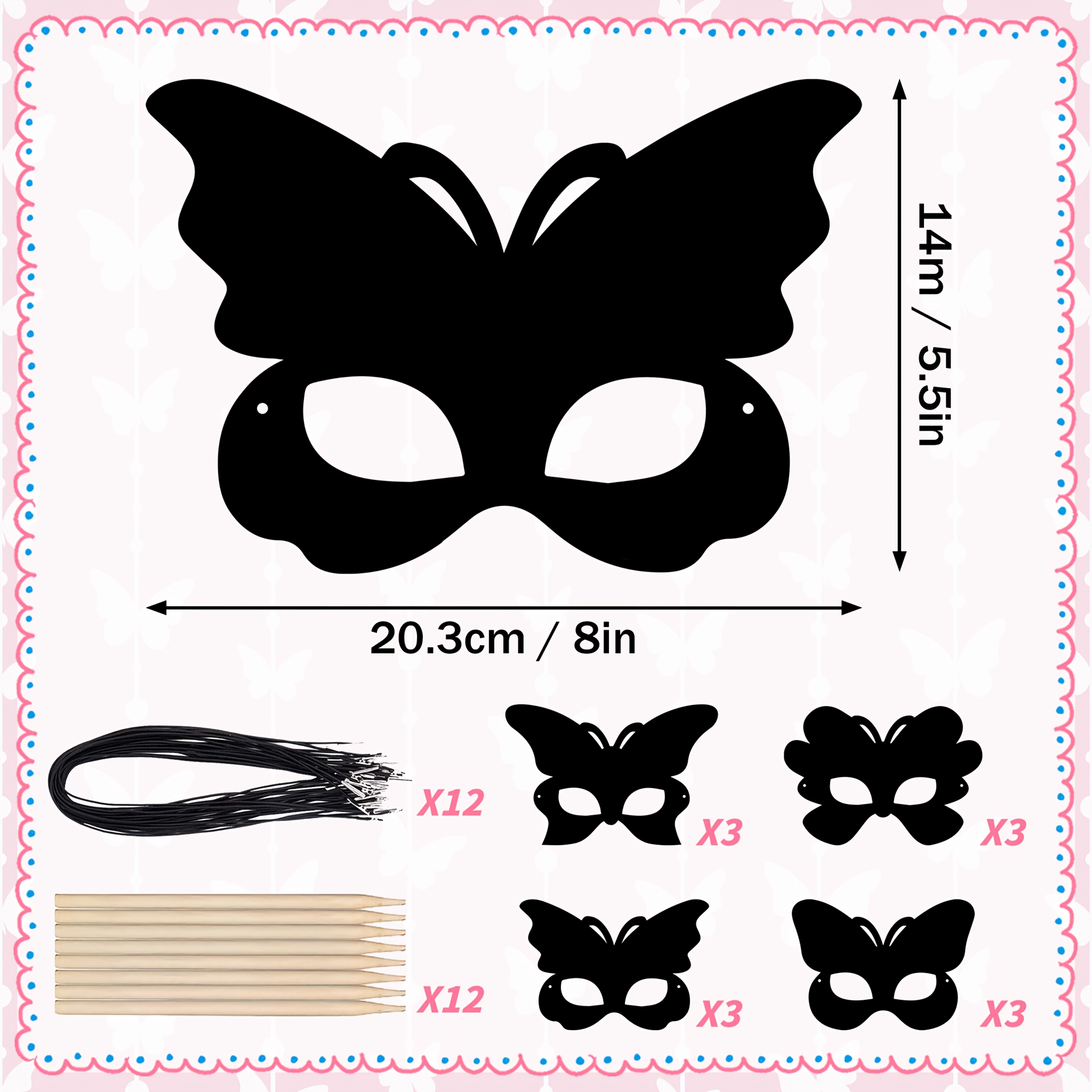 Image of 24/12pcs Rainbow Scratch Paper Masks - Diy Scratch-off Magic Art Craft Kit With , & S, Mardi Gras, Halloween, Easter Party Favors, Birthday Party Supplies, Diy Face Masks & (no