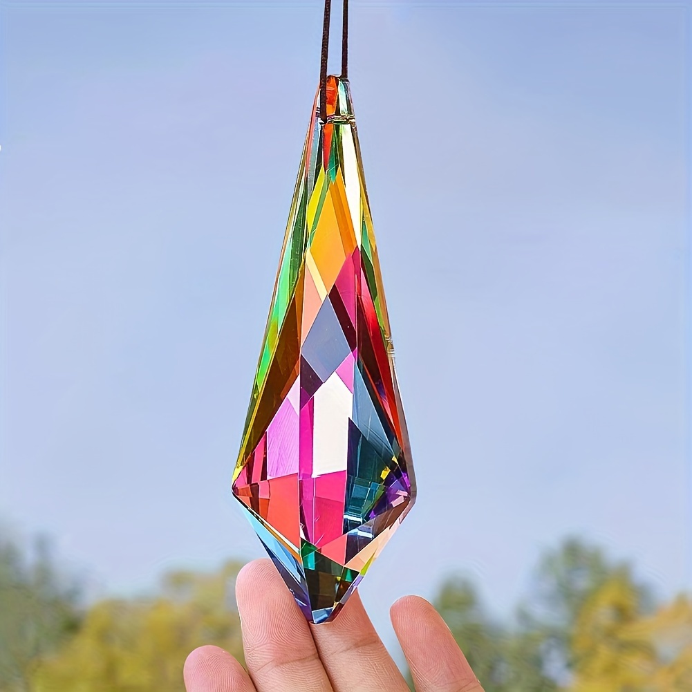 

1pc Multicolored Crystal Suncatcher, 120mm/4.72in Glass Lighting Prism, Rainbow Maker, Ceiling Garden Accessory Decor, Hanging Pendant For Home & Outdoor