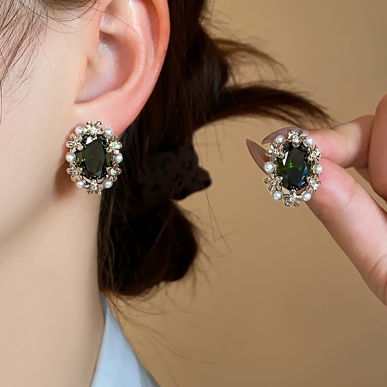 Women's Small Flower Stud Earrings with Cubic Zirconia, Elegant Design