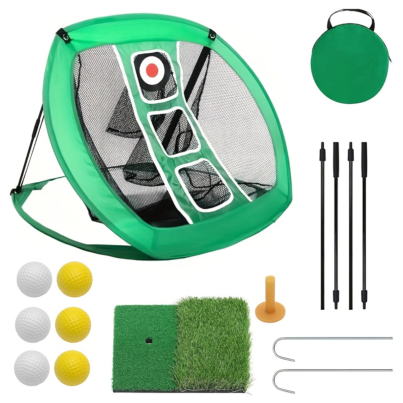 Portable Golf Chipping Net Set with Hitting Mat