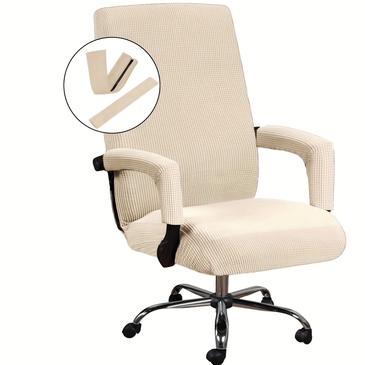 TEMU 3pcs Set Of Home Office Chair Covers, Stretchable Computer Desk And Chair Covers, Medium To High Backrest Universal Executive Chair Covers,