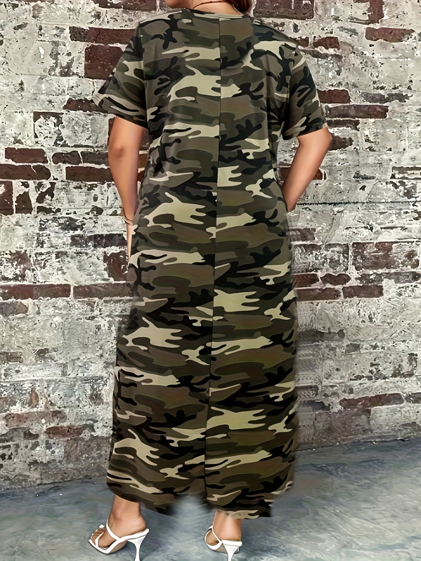 Plus Size - Plus Size - New Summer Style, Women'S Casual Loose Printed Camo  Maxi Dress with Elegant Casual Dress