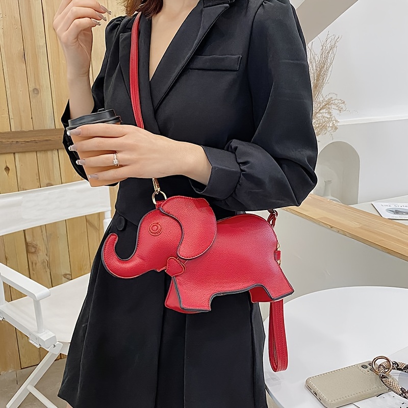 Elephant-shaped Crossbody Bag With Adjustable Strap & Zipper Closure - Cute Elephant Handbag Suitable For Gift, Casual Everyday Use