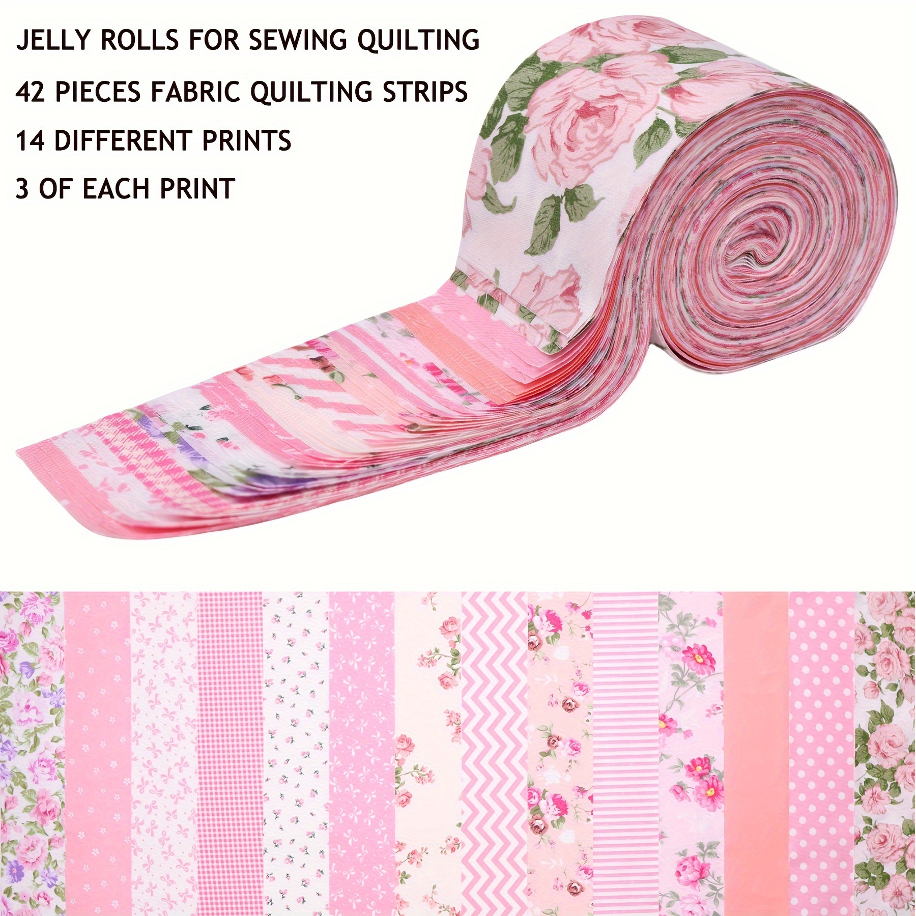 

Vintage Floral Quilting Fabric Jelly Rolls - 42 Cotton Precut Strips For , Doll Clothes, Blankets, And Crafts - Ideal For All Quilting Levels, 14+ Age Group