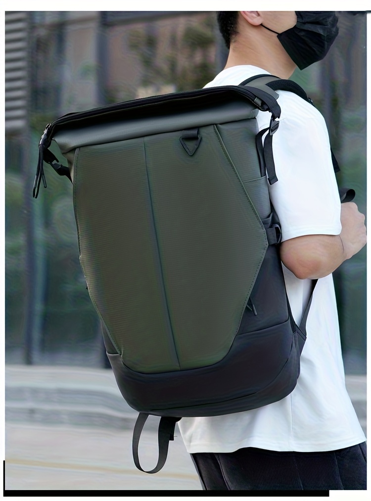 Men'S Stylish Backpack for Business Use, Expandable with a Roll-Top Design, Large Capacity for Laptops, Fashionable And Casual