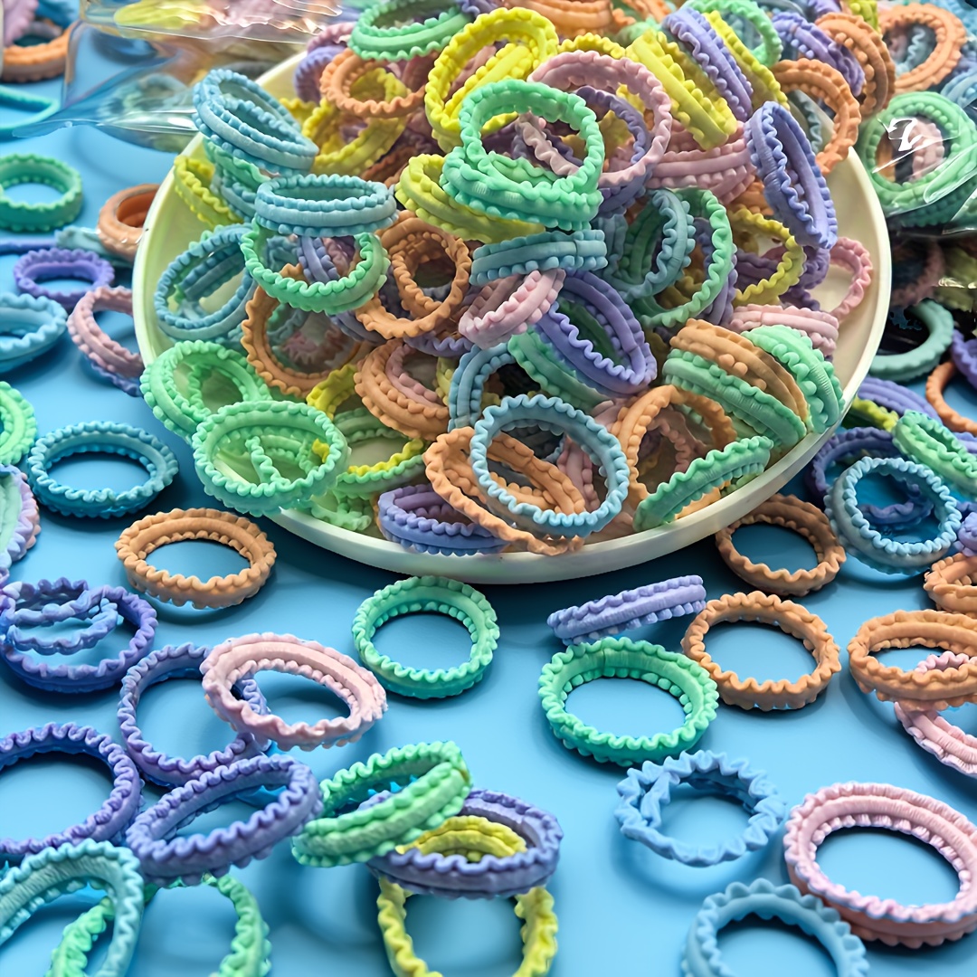 Image of 60pcs Lace Thumb Rings, Colorful Hair Ties That Don't Damage Hair, Versatile And Simple Small Elastic Hair Bands, Hair Accessories, Halloween, Thanksgiving, Christmas Women's Hair Accessories Gift