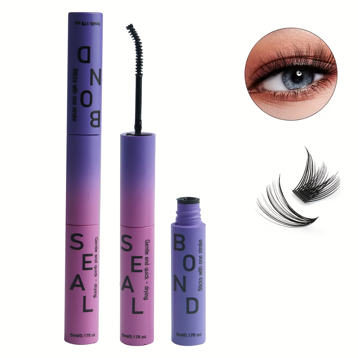 Super Strong 2-in-1 Eyelash Glue Latex-free Waterproof Suitable For Sensitive Eyes False Eyelashes Double-ended Makeup Tool